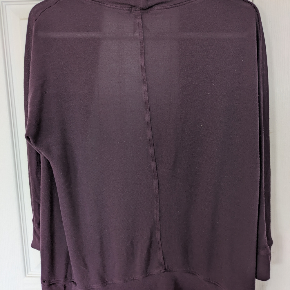 Women's Purple Open-Front Sweater - Picture 3 of 4